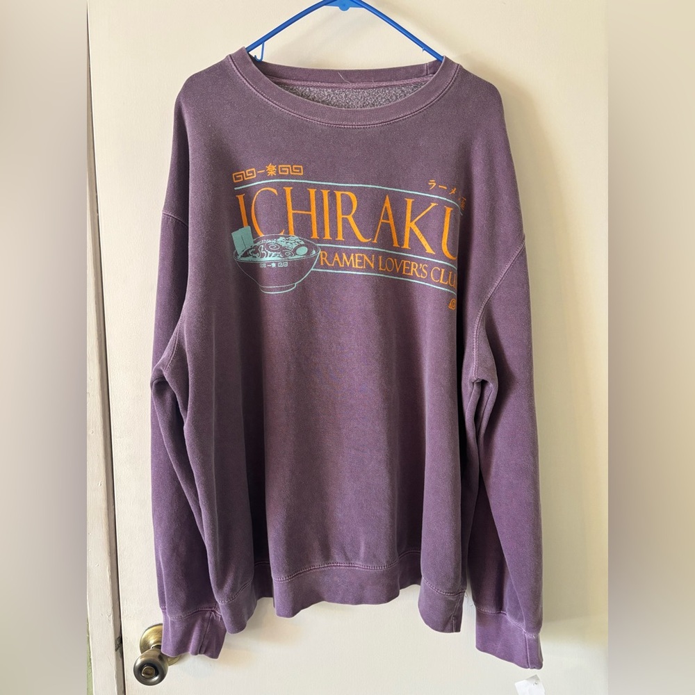 Naruto Purple Ichiraku Ramen lovers club Sweatshirt crew neck